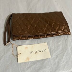 Nine West Metallic Brown Quilted Wristlet